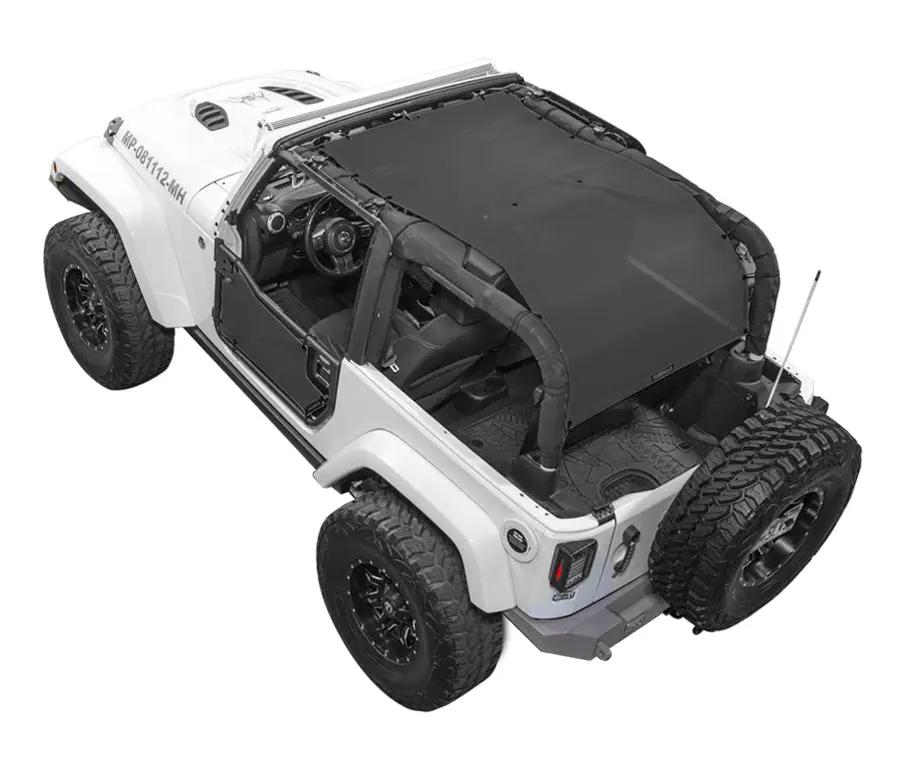 Sun Shade for Jeep Wrangler JK 2-Door by SPIDERWEBSHADE; solid black shade top