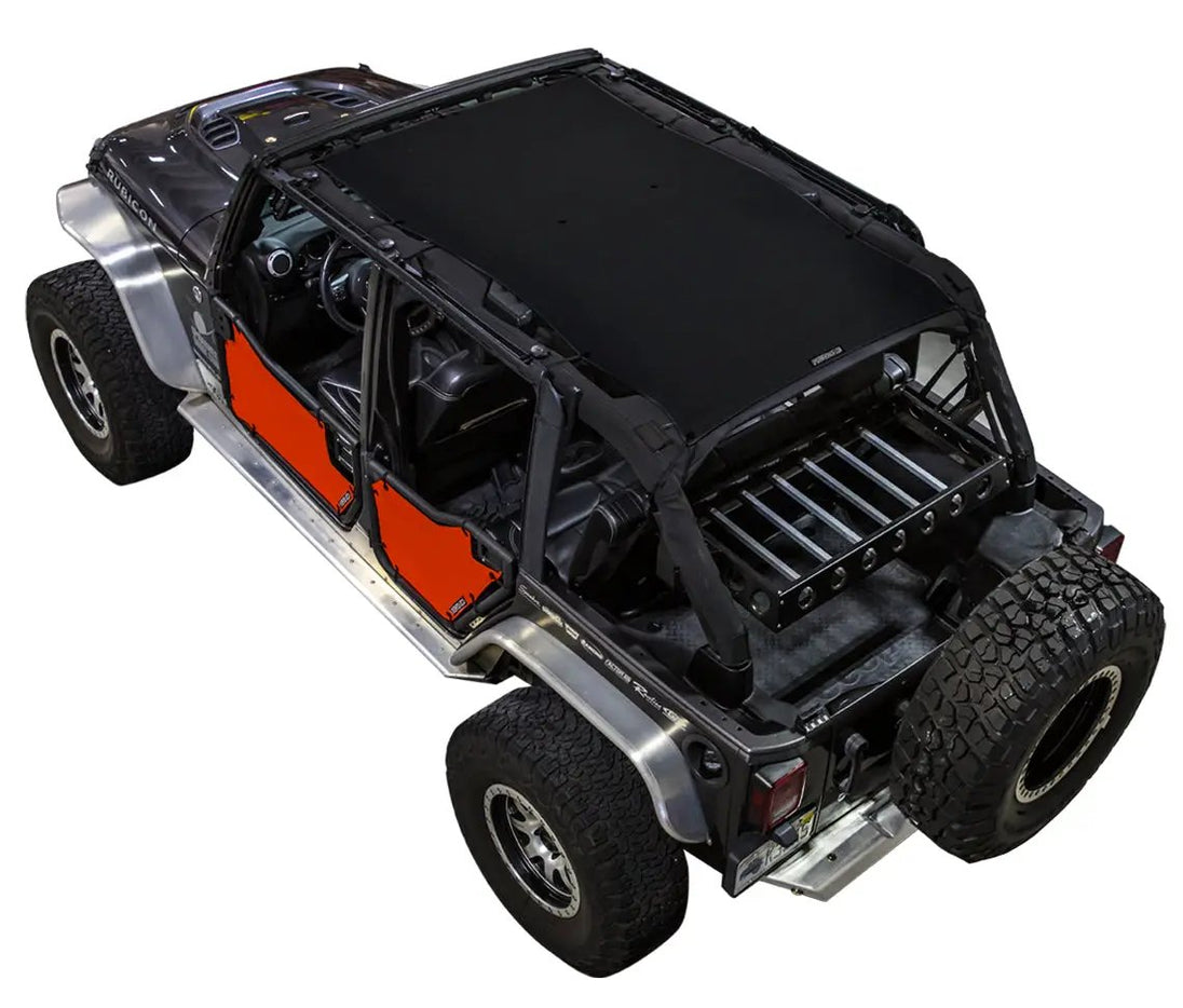 Sun shade top for Jeep Wrangler JKU 4-Door, solid black by SpiderWebShade
