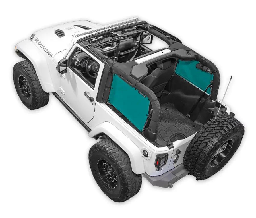 SPIDERWEBSHADE Sun Shade for Jeep Wrangler JK 2-Door, pair of teal solid color panels
