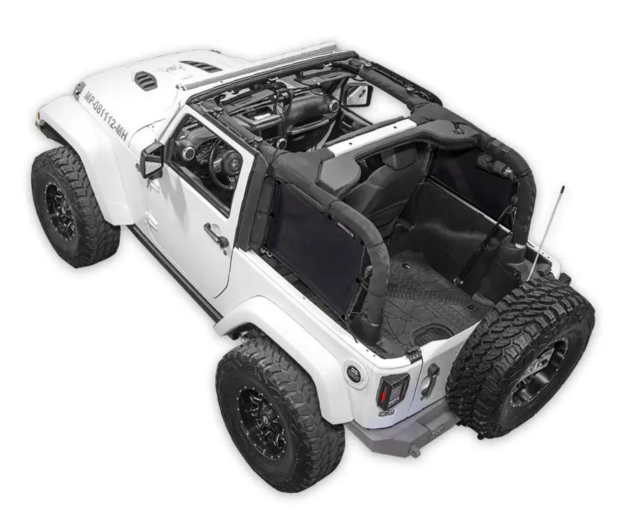 Sun shade for Jeep Wrangler JK 2-Door by SPIDERWEBSHADE; solid color shade panels over roll bars