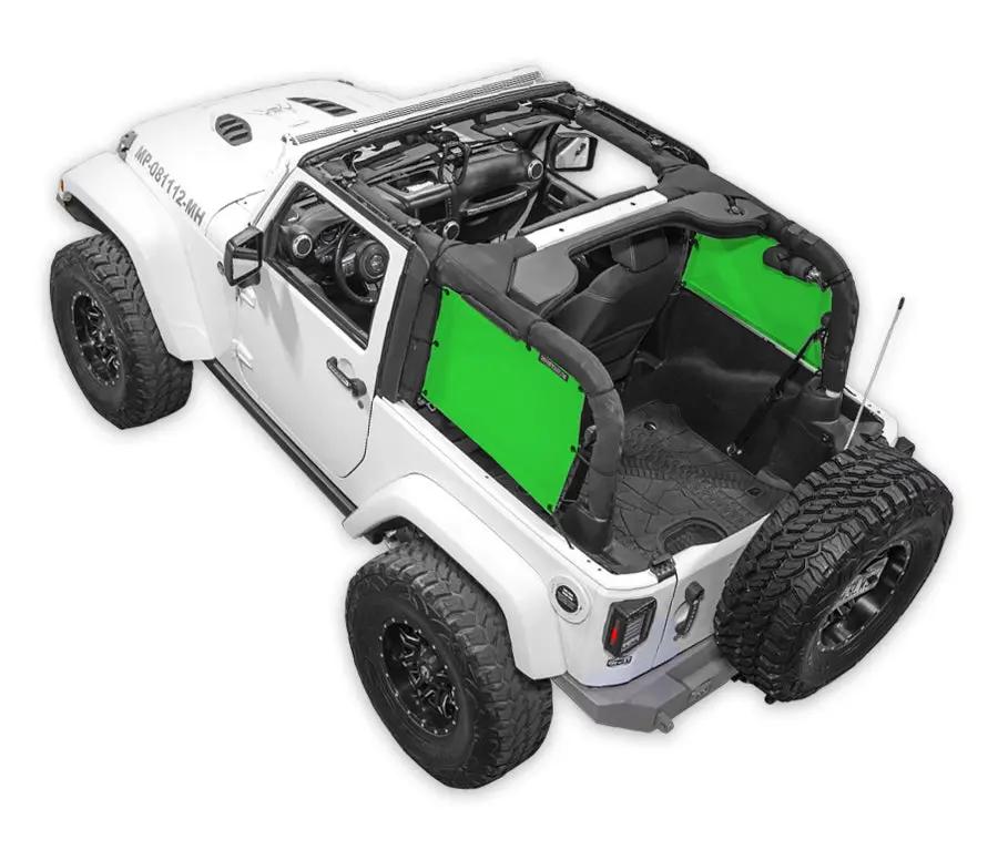 SPIDERWEBSHADE Sun Shade for Jeep Wrangler JK 2-Door solid color shade top with green panels