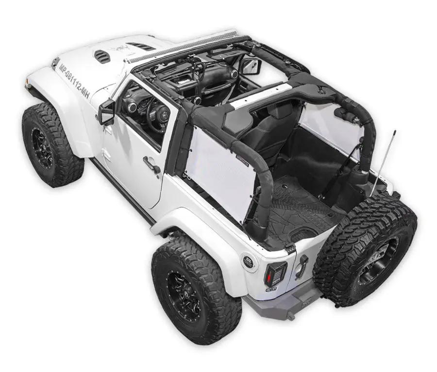 Sun Shade for Jeep Wrangler JK 2-Door by SpiderWebShade; solid white shade top