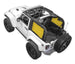 Sun Shade for Jeep Wrangler JK 2-Door by SPIDERWEBSHADE; solid yellow shade panels.
