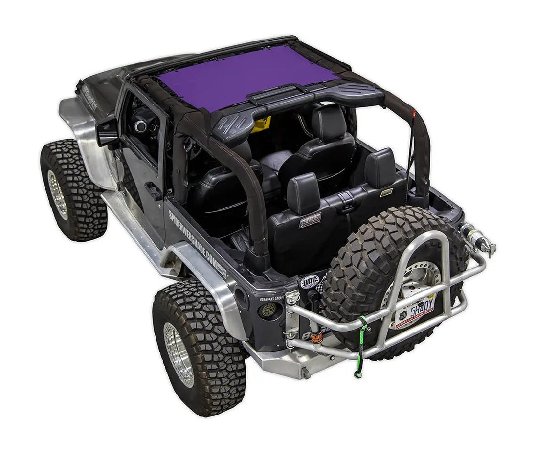 Sun Shade for Jeep Wrangler JK 2-Door by SPIDERWEBSHADE, solid purple top