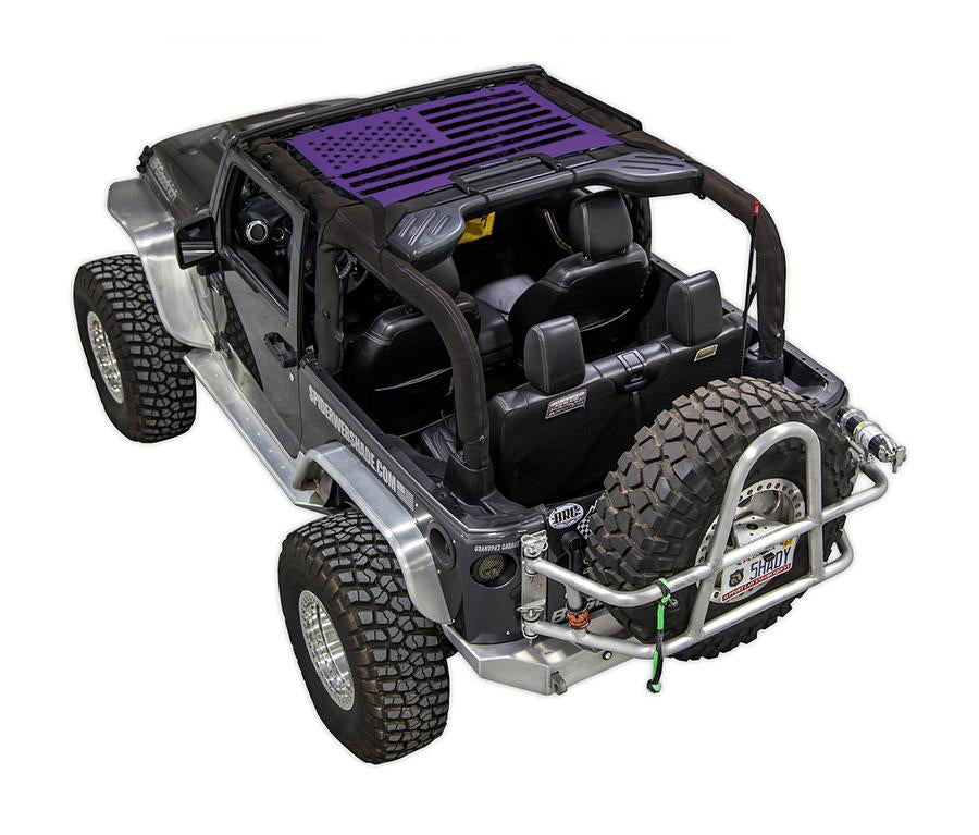 Sun shade SPIDERWEBSHADE for Jeep Wrangler JK 2-Door; purple American flag print top