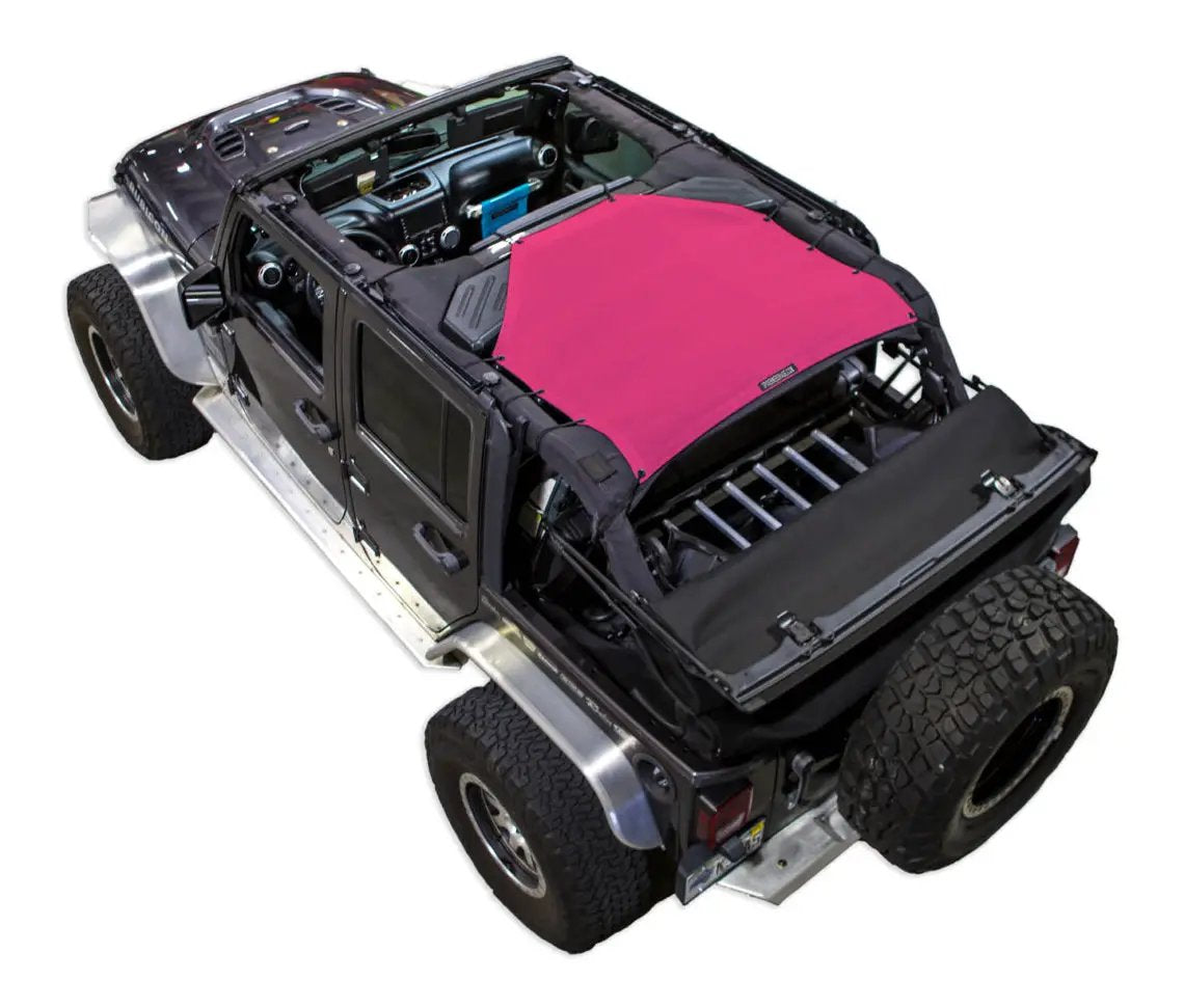 Sun Shade for Jeep Wrangler JKU 4-Door (2007–2017) by SpiderWebShade; pink solid shade top