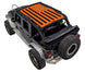 Sun shade SpiderWebShade for Jeep Wrangler JKU 4-Door, orange flag design on black fabric