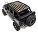 Sun shade top for Jeep Wrangler JKU 4-Door by SpiderWebShade; tan printed flag design.