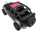 Sun shade for Jeep Wrangler JKU 4-Door by SpiderWebShade; red solid shade top on a black Wrangler.