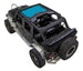 SpiderWebShade sunshade for Jeep Wrangler JKU 4-Door; solid color shade top with blue center panel.