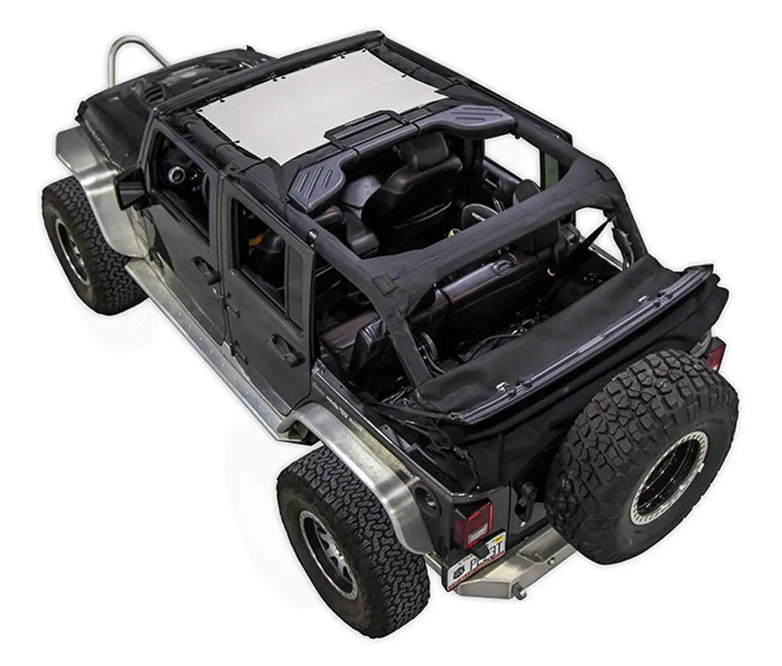 Sun shade for Jeep Wrangler JKU 4-Door by SpiderWebShade, solid black shade top