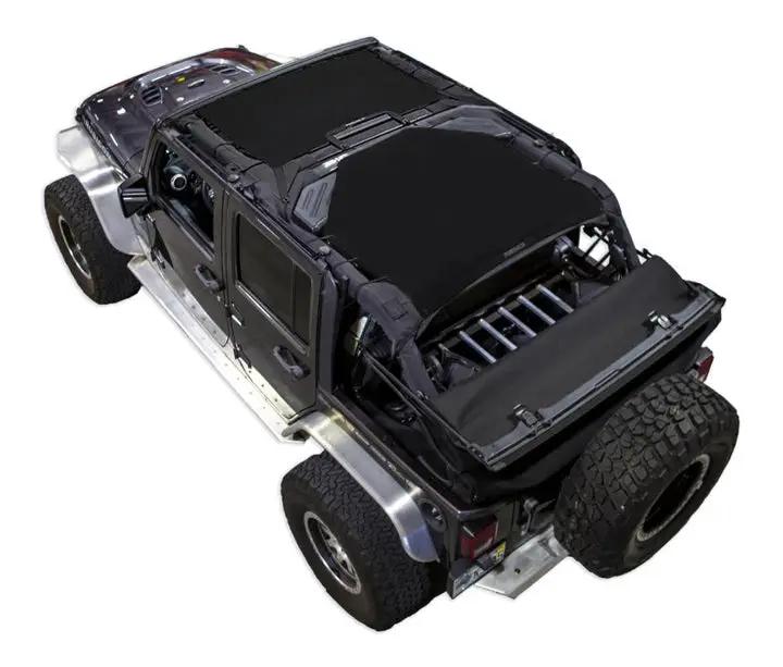 Sun shade for Jeep Wrangler JKU 4-Door by SPIDERWEBSHADE, black solid color shade top