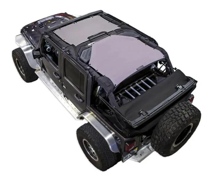 SPIDERWEBSHADE sun shade for Jeep Wrangler JKU 4-Door; solid gray shade top for 2007–2017