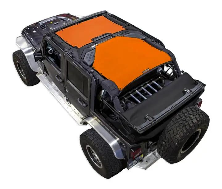 SPIDERWEBSHADE Sun Shade for Jeep Wrangler JKU 4-Door, orange solid color top (2007–2017)