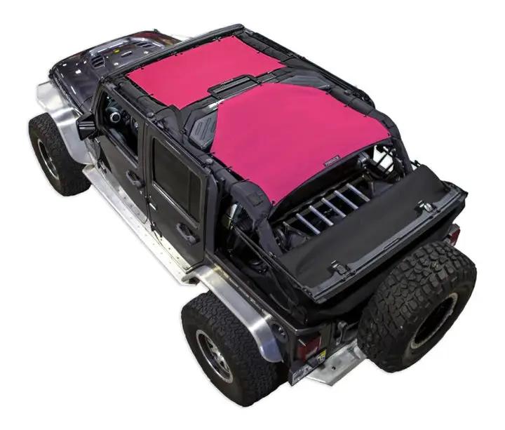 Sun shade for Jeep Wrangler JKU 4-Door, pink solid shade top by SpiderWebShade (2007–2017)