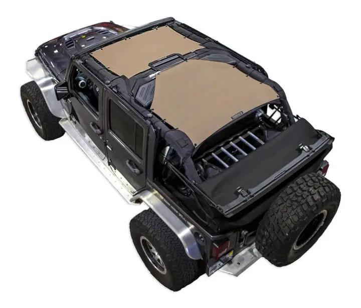 SPIDERWEBSHADE Sunshade for Jeep Wrangler JKU 4-Door, tan solid color shade top