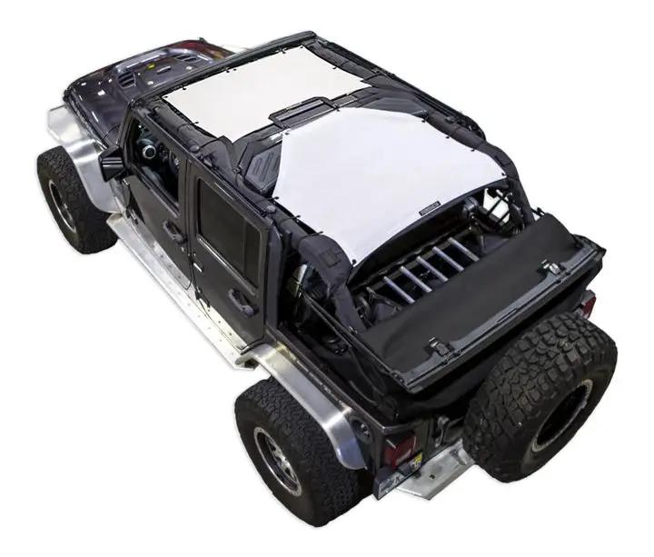 Sun shade top for Jeep Wrangler JKU 4-Door by SpiderWebShade; solid white fabric