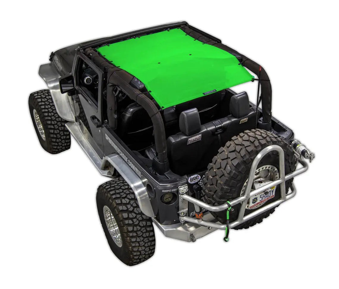 Jeep Wrangler JK 2-Door Sun Shade by SpiderWebShade, solid green shade top