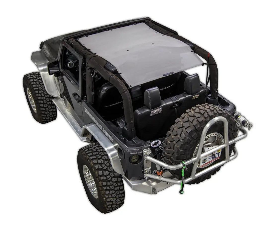 Sun Shade for Jeep Wrangler JK 2-Door by SPIDERWEBSHADE; gray solid shade top