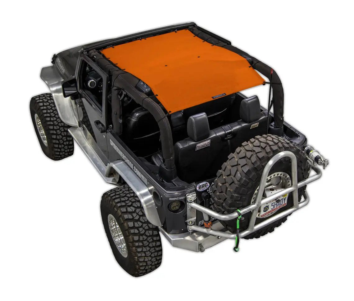 SpiderWebShade sunshade for Jeep Wrangler JK 2-Door, orange solid color top