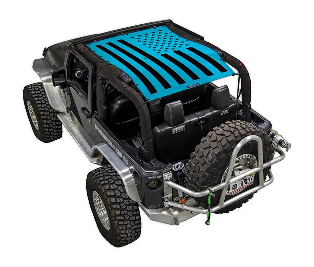 Sun shade SPIDERWEBSHADE for Jeep Wrangler JK 2-Door, blue American flag print top
