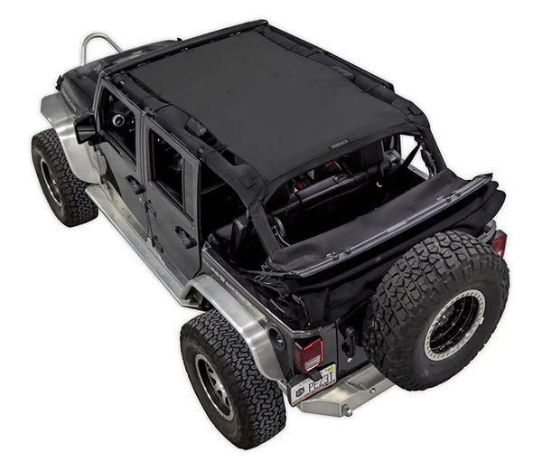 Sun shade for Jeep Wrangler JKU 4-Door by SpiderWebShade, solid black shade top
