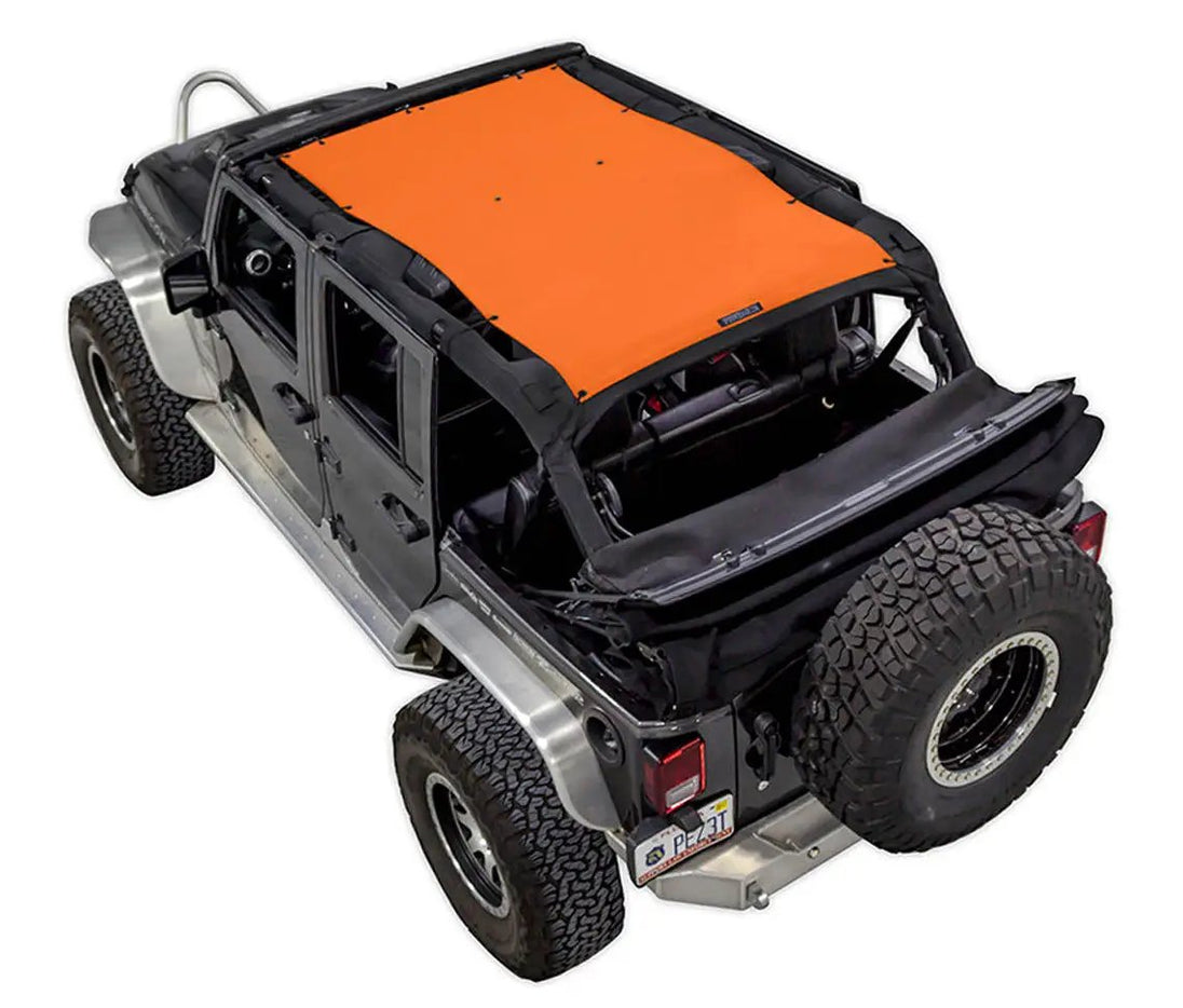 Sun shade SPIDERWEBSHADE for Jeep Wrangler JKU 4-Door, orange solid color top
