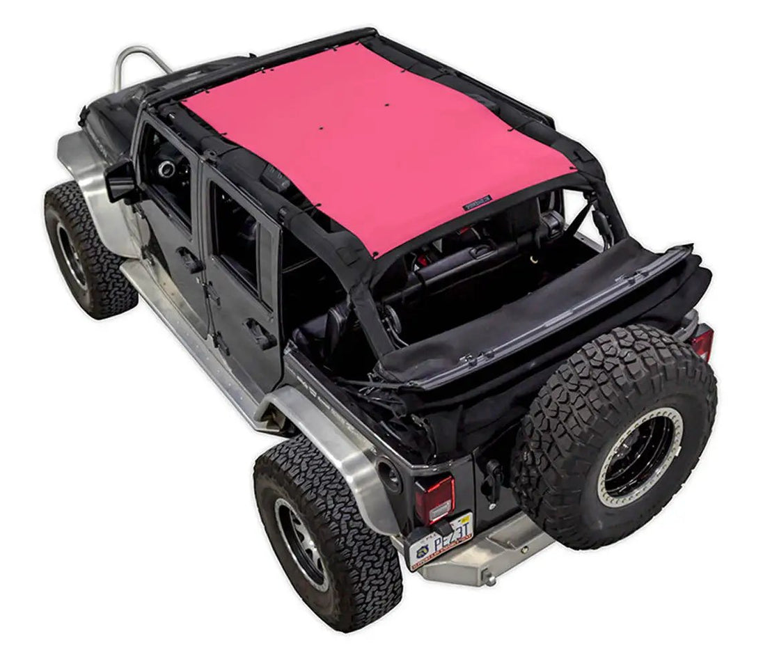 Sun shade for Jeep Wrangler JKU 4-Door by SpiderWebShade, pink solid color top