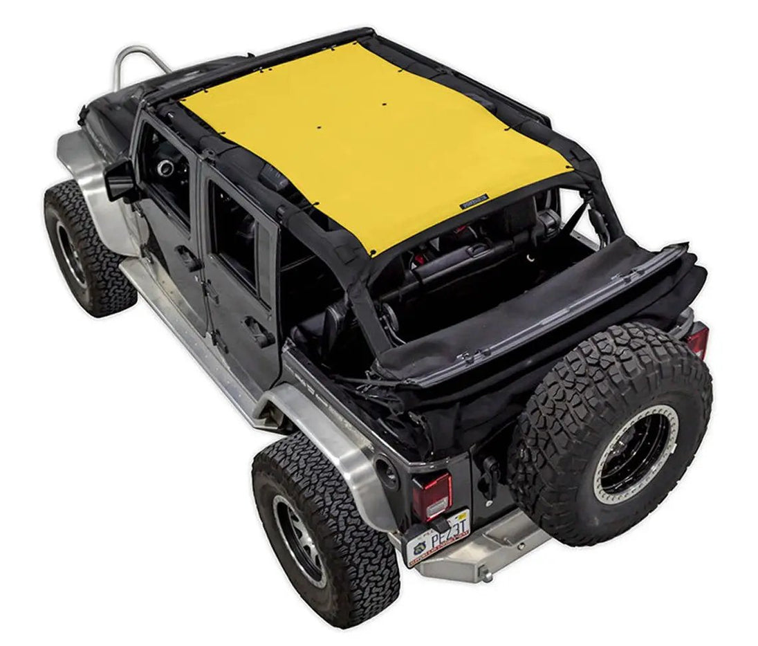 SpiderWebShade sun shade top for Jeep Wrangler JKU 4-Door (2007–2017), solid yellow