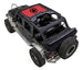 SpiderWebShade sun shade top for Jeep Wrangler JKU 4-Door; red panel with black star logo on a black off-road Jeep.