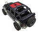 SpiderWebShade sun shade top for Jeep Wrangler JKU 4-Door; red printed shade with black logo.