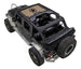 Sun shade for Jeep Wrangler JKU 4-Door by SPIDERWEBSHADE, tan stock-printed shade top installed