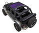 SpiderWebShade sun shade for Jeep Wrangler JKU 4-Door, black fabric with purple printed top