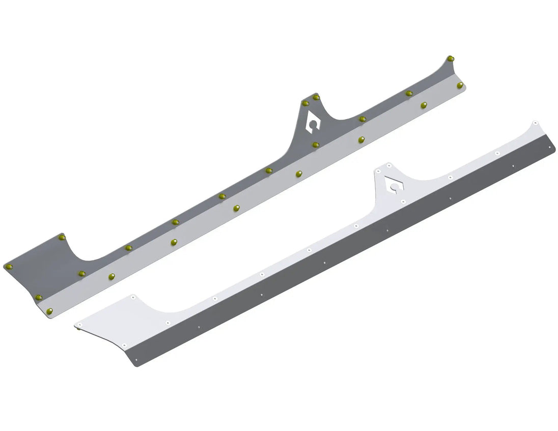 JLU Aluminum Rocker Armor Artec Industries for Jeep Wrangler JL; gray aluminum rocker panels with yellow bolts
