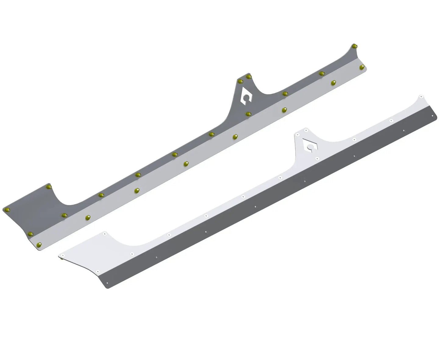 JLU Aluminum Rocker Armor Artec Industries for Jeep Wrangler JL; gray aluminum rocker panels with yellow bolts
