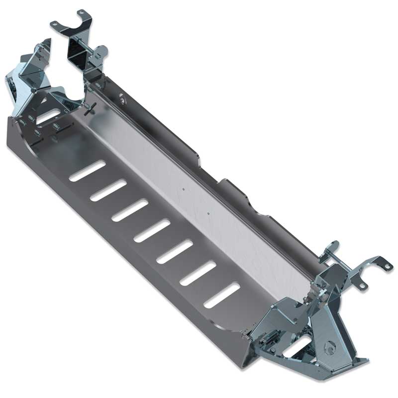 Artec JLU 392 Muffler & Tip Skid Bellypan, steel skid plate with mounting brackets