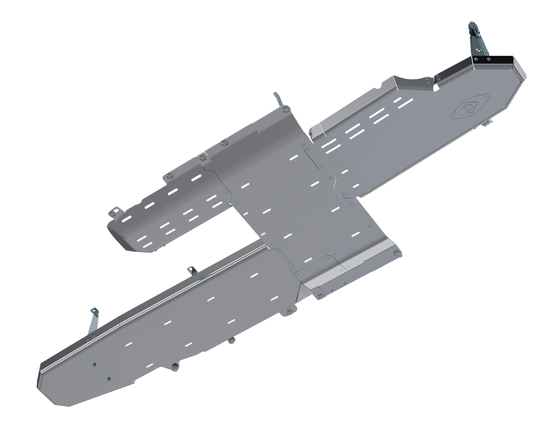 JT Gladiator Full Bellypan With Oil Door Artec Industries gray metal bellypan with vent slots