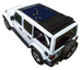 SpiderWebShade sun shade for Jeep Wrangler JLU; blue printed star panel with black folded shade top