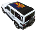 Sun shade SpiderWebShade for Jeep Wrangler JLU Sky One Touch Power Top; stock printed top with Arizona flag design