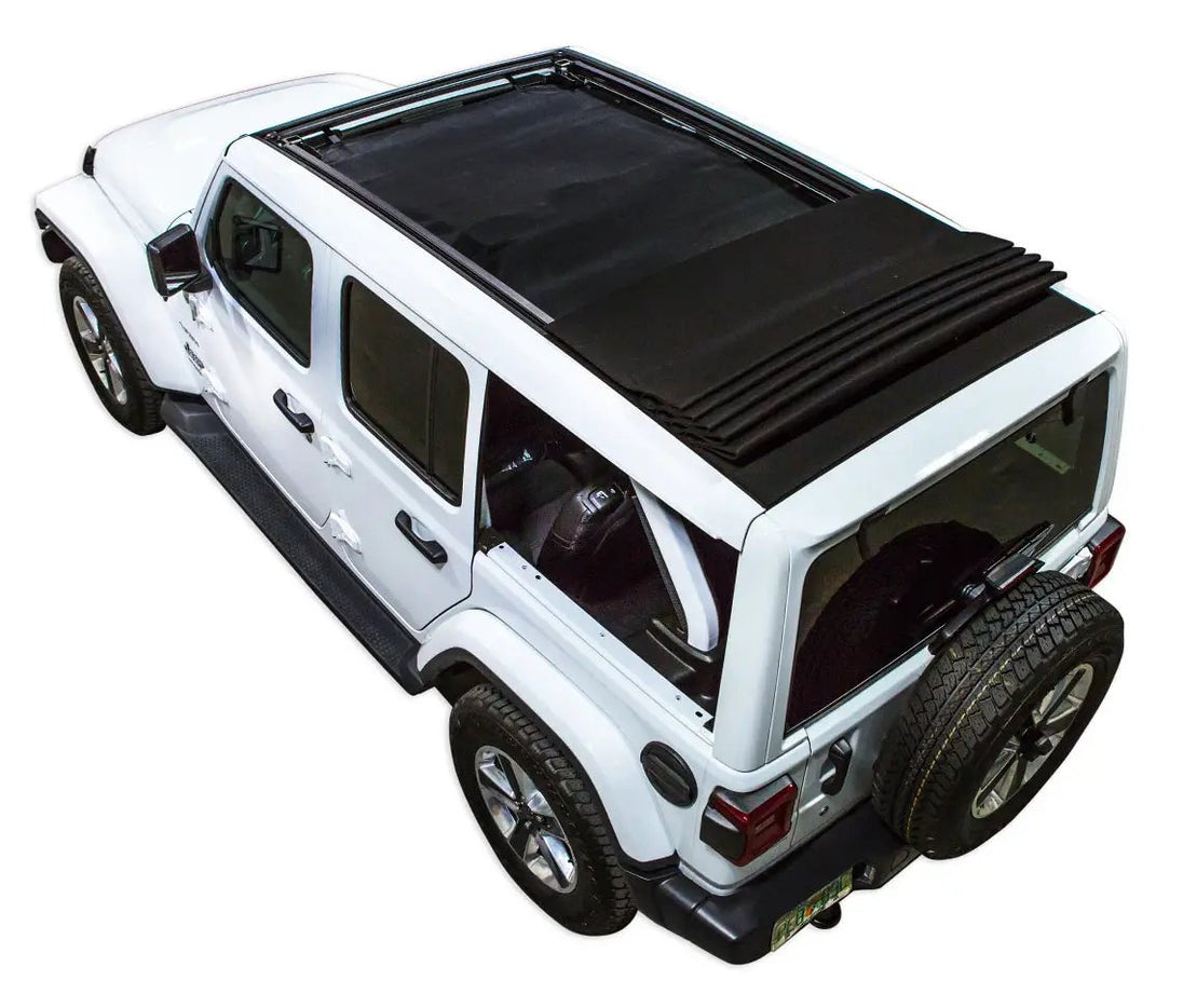 Sunshade SPIDERWEBSHADE for Jeep Wrangler JLU Sky One Touch Power Top; black solid shade top