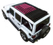 Sun shade for Jeep Wrangler JLU by SPIDERWEBSHADE, magenta stock printed shade top on Sky One Touch Power Top