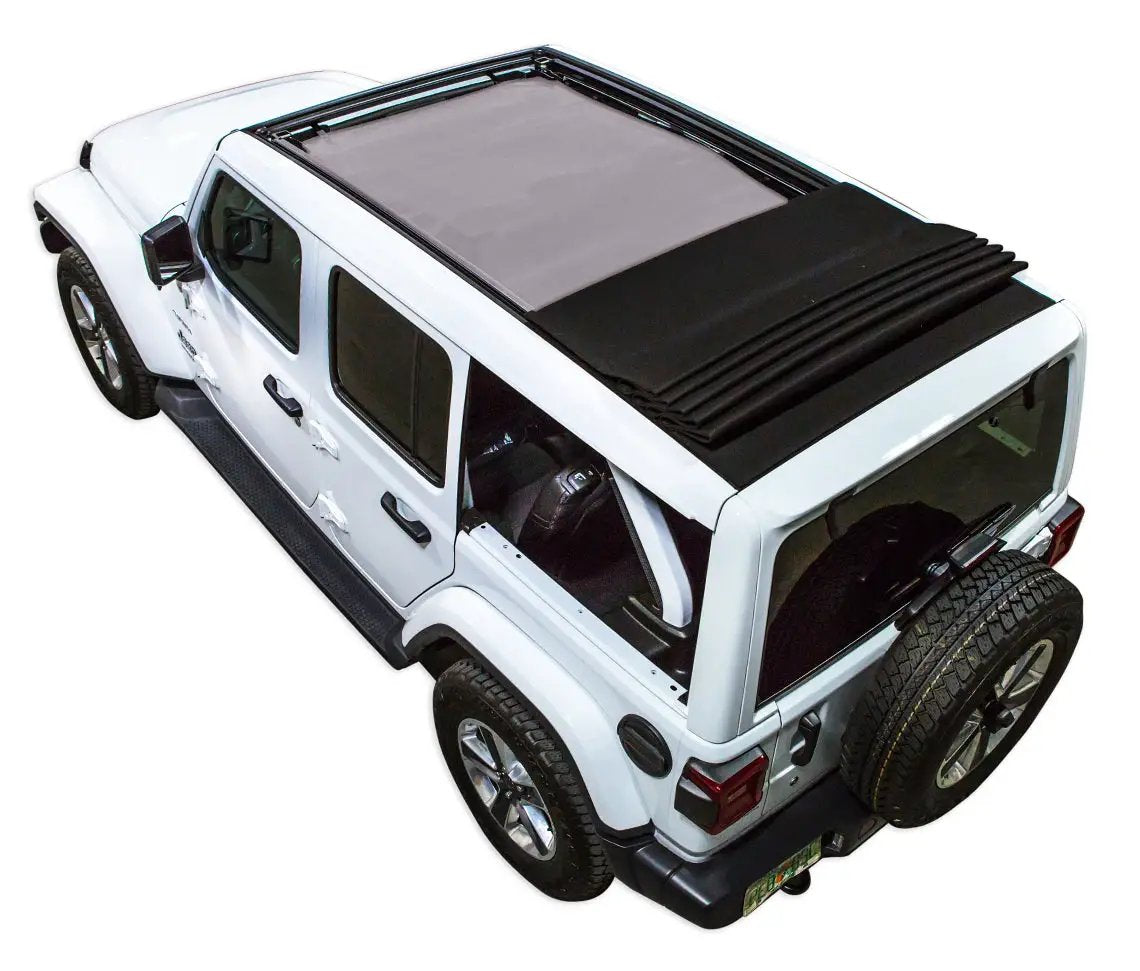 Sun Shade SPIDERWEBSHADE for Jeep Wrangler JLU Sky One Touch Power Top, solid black shade top (2018–2026)