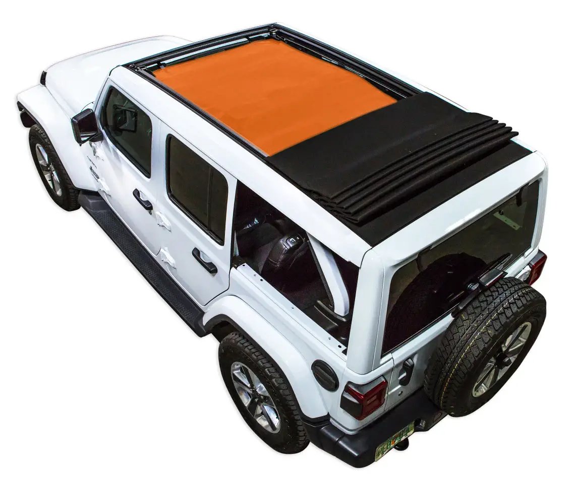Sunshade for Jeep Wrangler JLU Sky One Touch Power Top, orange solid color shade top