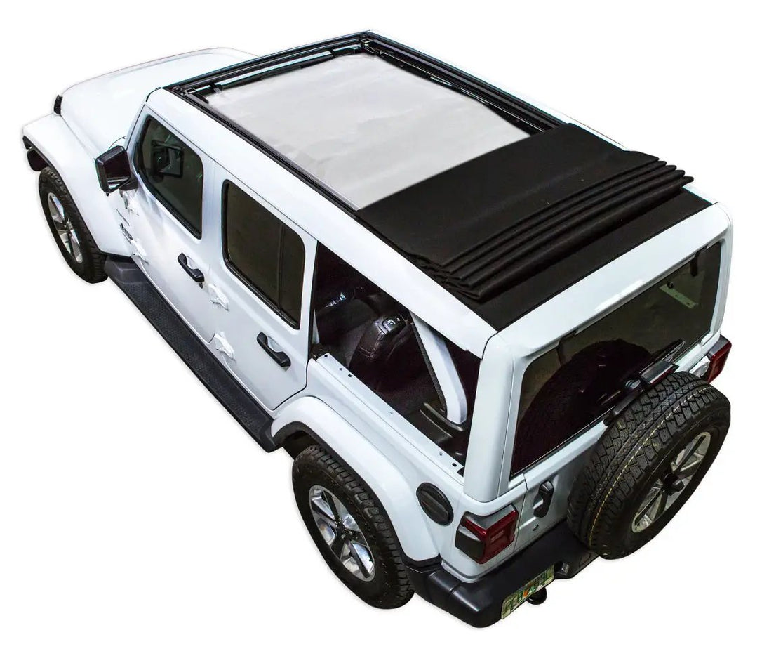 Sun Shade for Jeep Wrangler JLU Sky One Touch Power Top by SpiderWebShade, solid color shade top