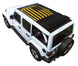 Sun shade SpiderWebShade for Jeep Wrangler JLU Sky One Touch Power Top; black fabric with yellow flag print