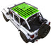 Sun Shade for Jeep Wrangler JLU 4-Door by SPIDERWEBSHADE; neon green stock-printed flag design