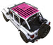 Sun shade by SPIDERWEBSHADE for Jeep Wrangler JLU 4-Door, pink stock-printed shade top