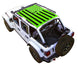 Sun shade for Jeep Wrangler JLU 4-Door by SPIDERWEBSHADE; lime green with black flag-print top