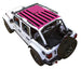 Sun Shade by SPIDERWEBSHADE for Jeep Wrangler JLU 4-Door with stock printed shade top pink flag design