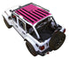 Sun Shade by SPIDERWEBSHADE for Jeep Wrangler JLU 4-Door with stock printed shade top pink flag design